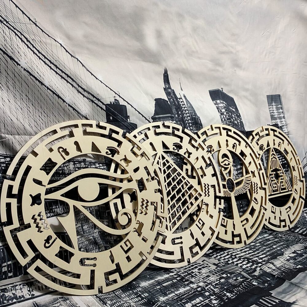 3098 Egyptian Wall Decor 4 Pieces Wooden Wall Art Eye of Horus Evil Eyes